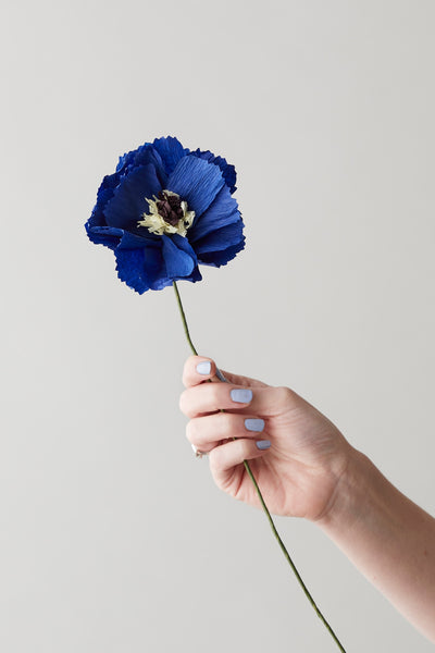 PAPIERBLUMEN, PFINGSTROSE, BLAU