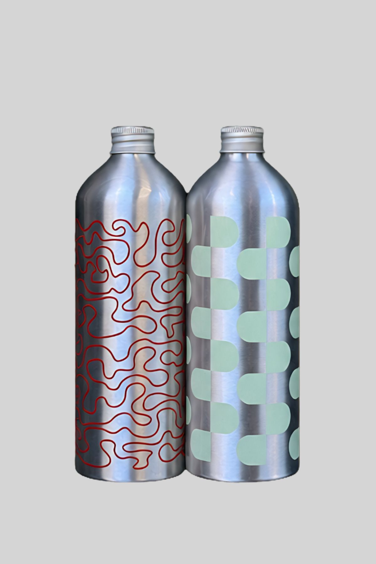 BOTTLE, MEDIUM, 2PCS, MINT/RED