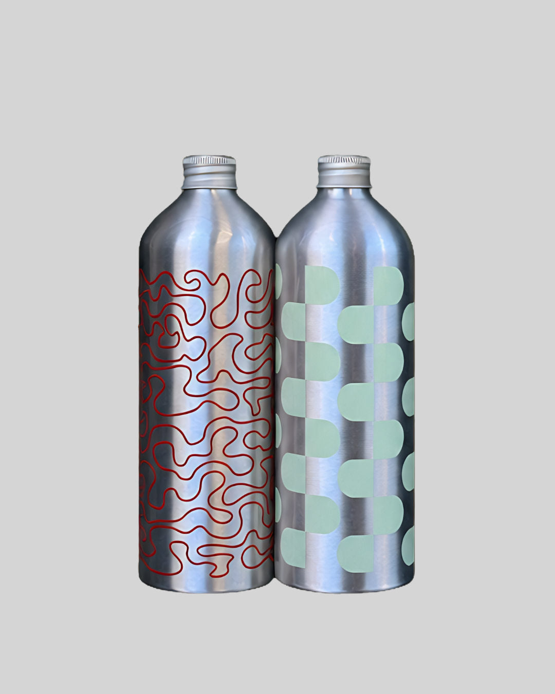 BOTTLE, MEDIUM, 2PCS, MINT/RED