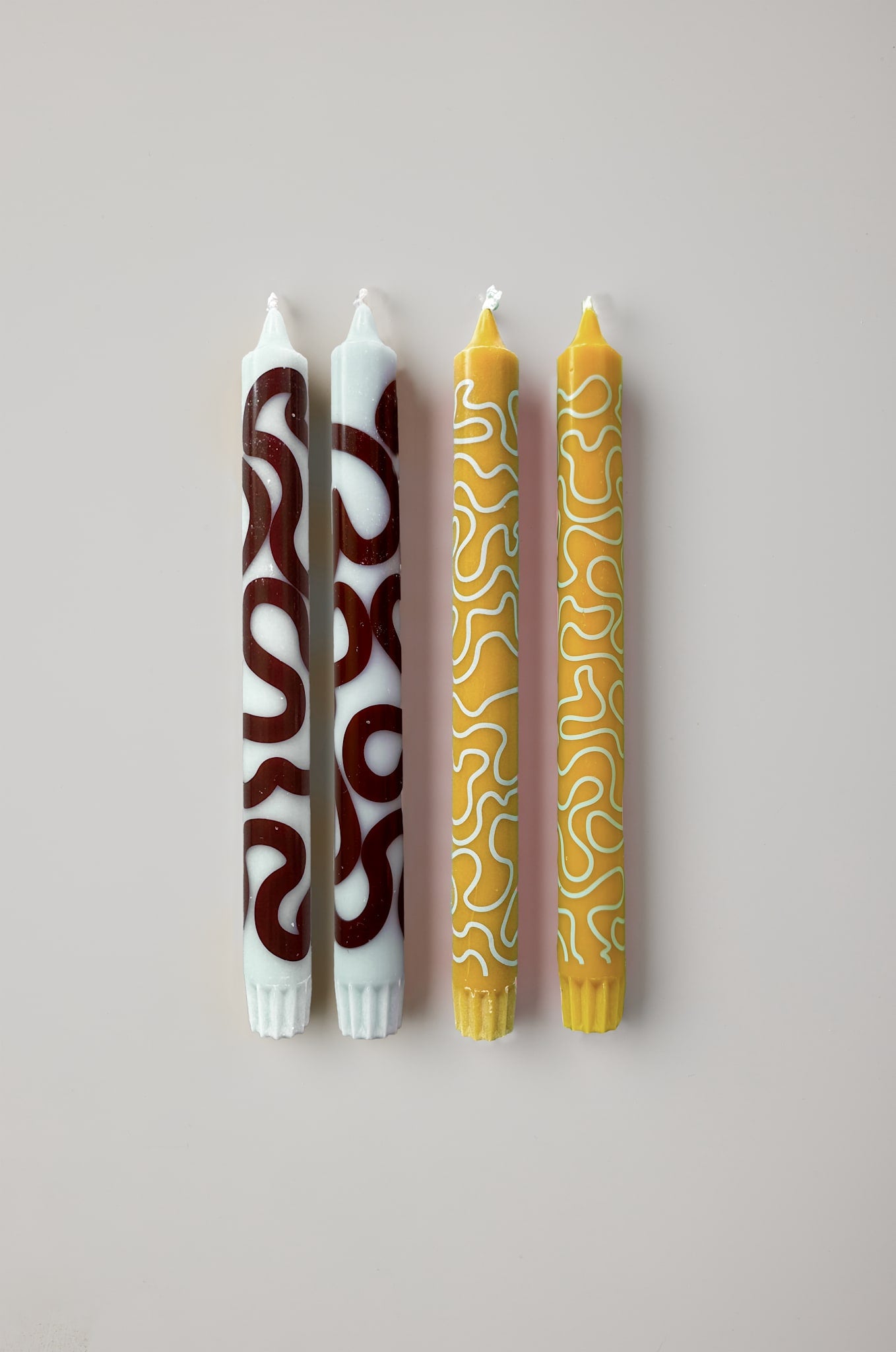 CANDLES, MINT/OCHRE