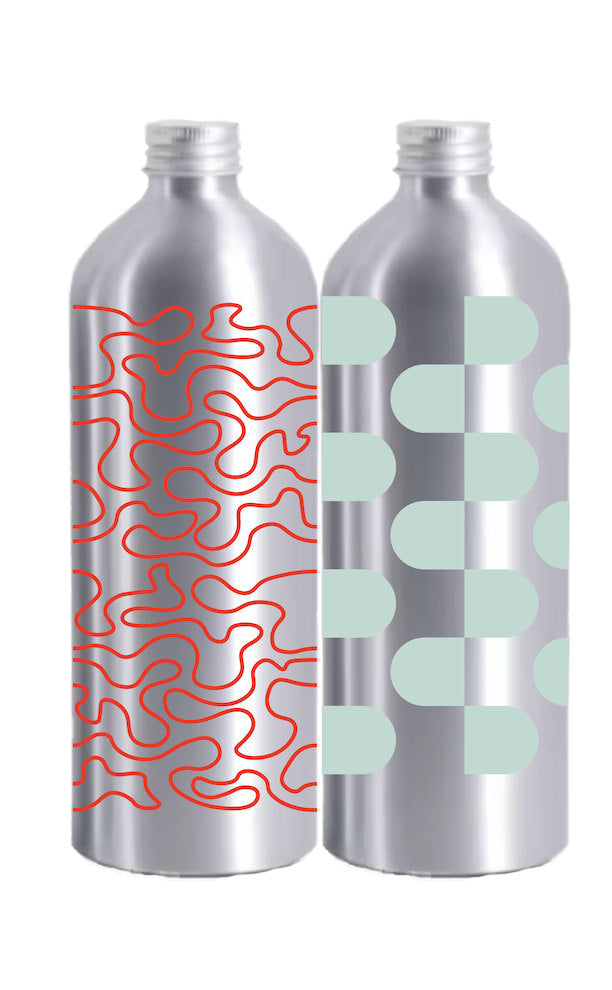 BOTTLE, MEDIUM, 2PCS, MINT/RED