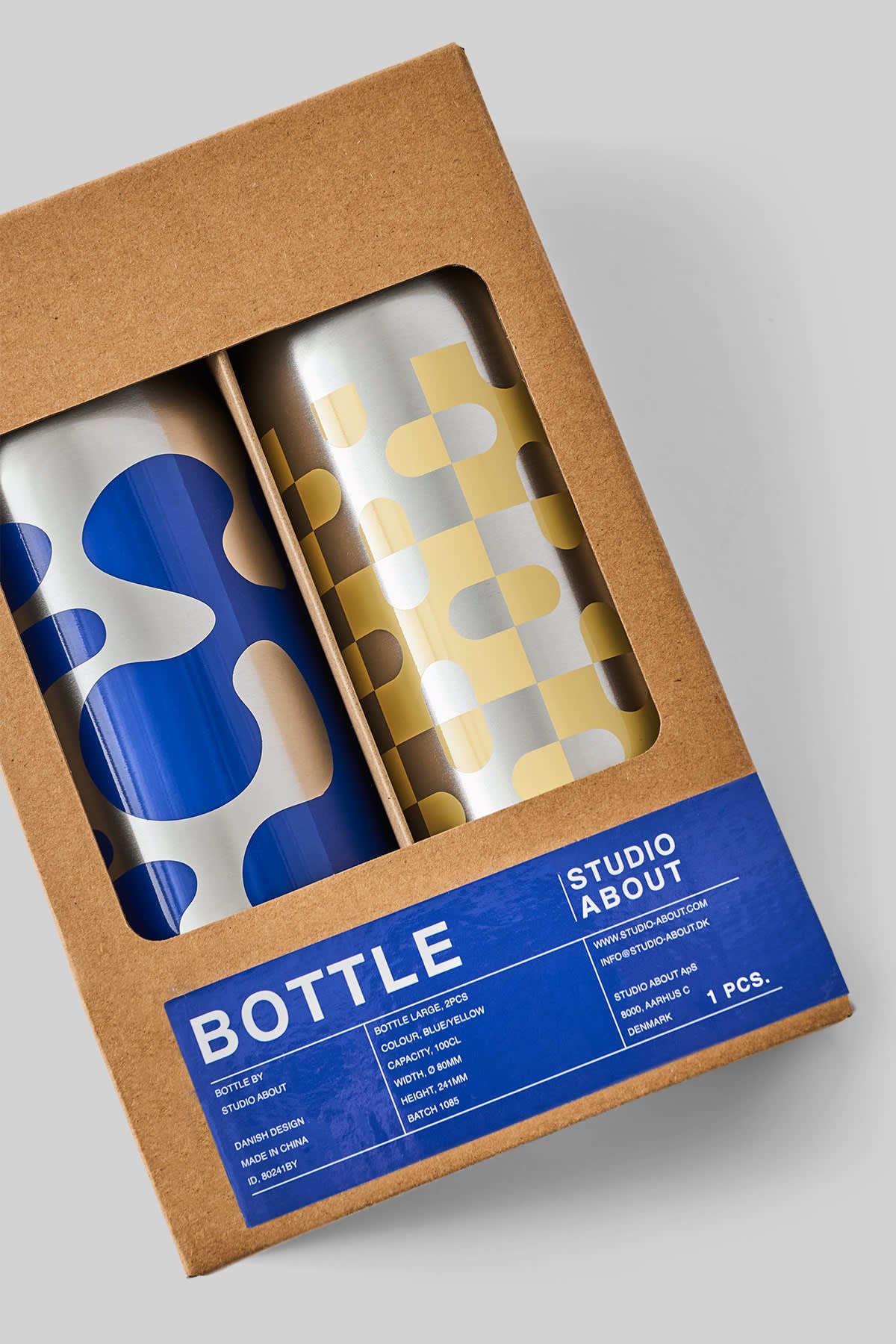 FLASCHE, GROSS, 2 STK., BLAU/GELB