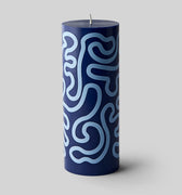 PILLAR CANDLE, DARK BLUE/LIGHT BLUE