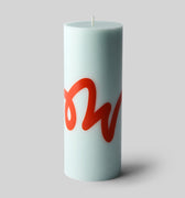 PILLAR CANDLE, MINT/RED
