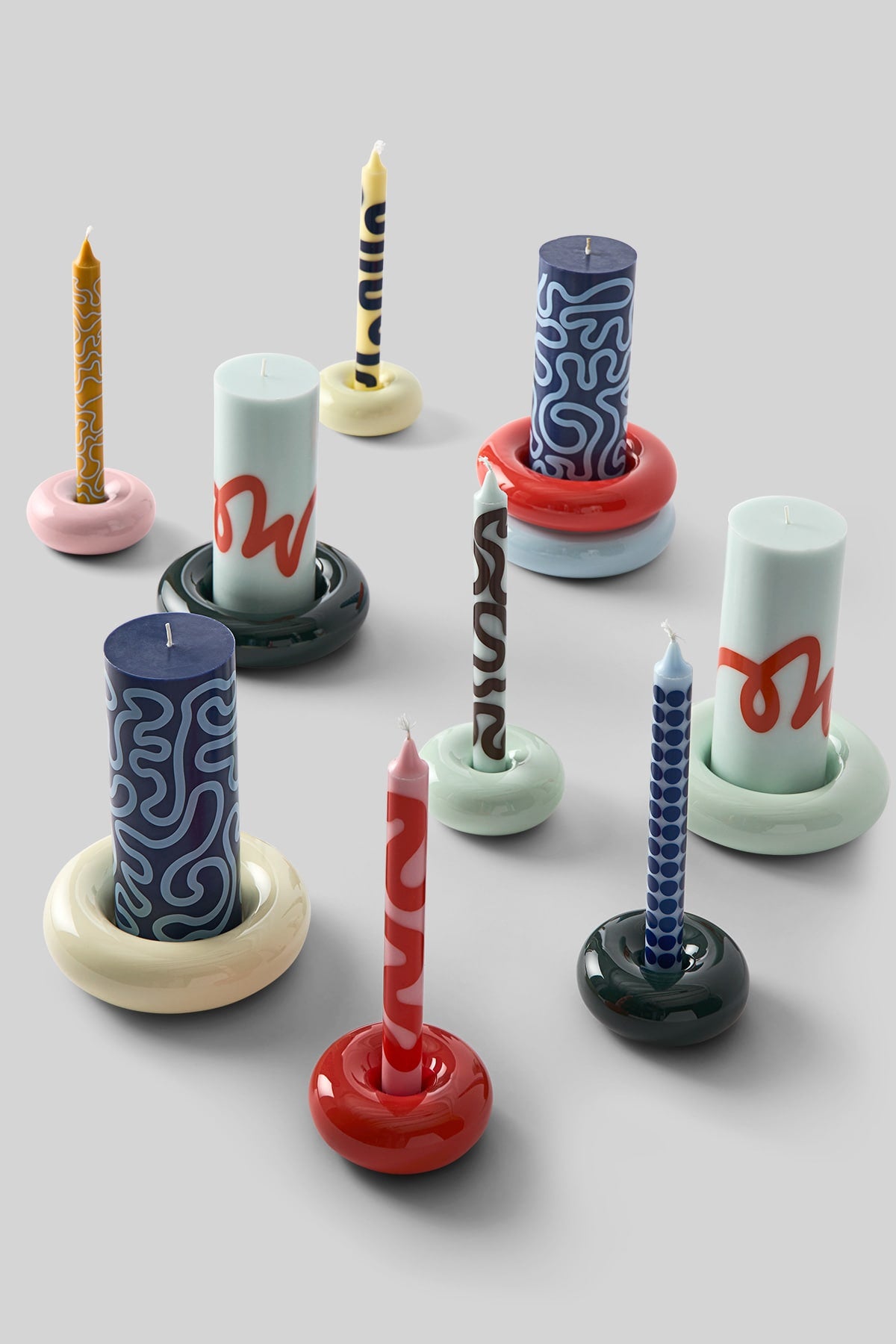 PILLAR CANDLE, DARK BLUE/LIGHT BLUE