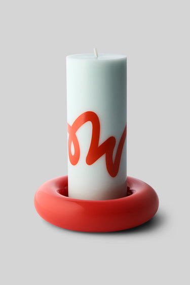 STUMPENKERZE, MINT/ROT