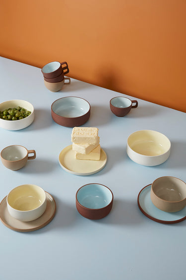 CLAYWARE, BRUNCH BOWL, 2 PCS, TERRACOTTA/BLUE