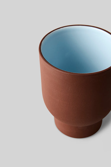 CLAYWARE, CUP, TALL, 2 PCS, TERRACOTTA/BLUE