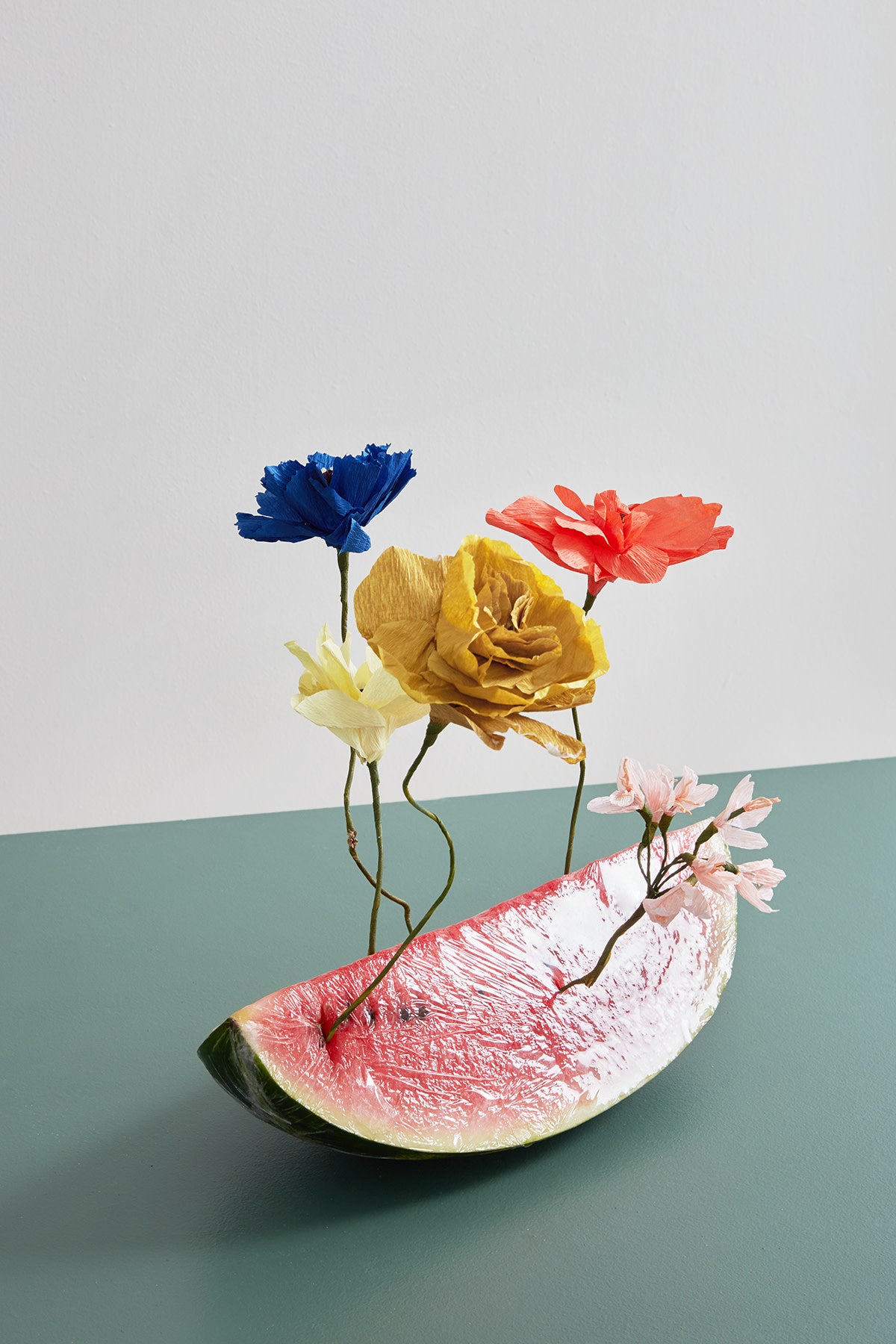 PAPIERBLUMEN, DAHLIA, GELB