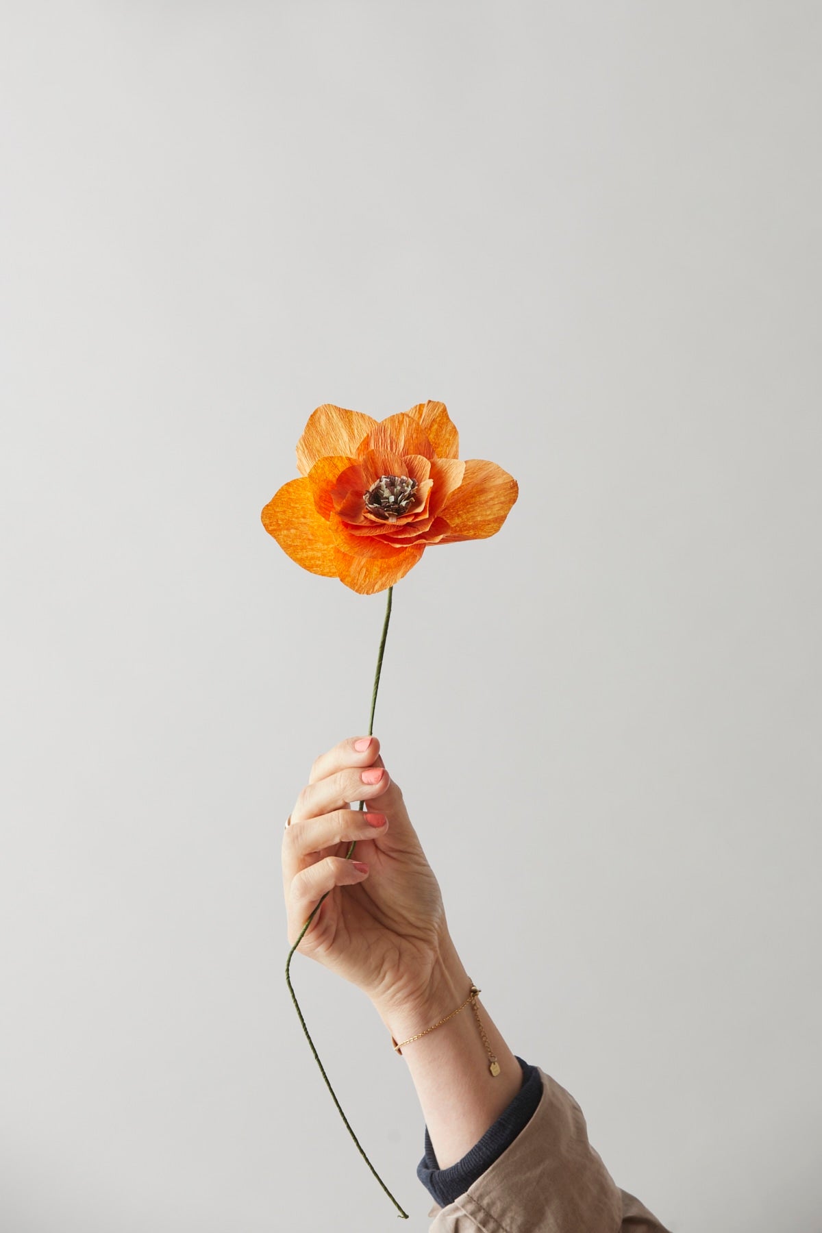 PAPIERBLUME, MOHN, ORANGE