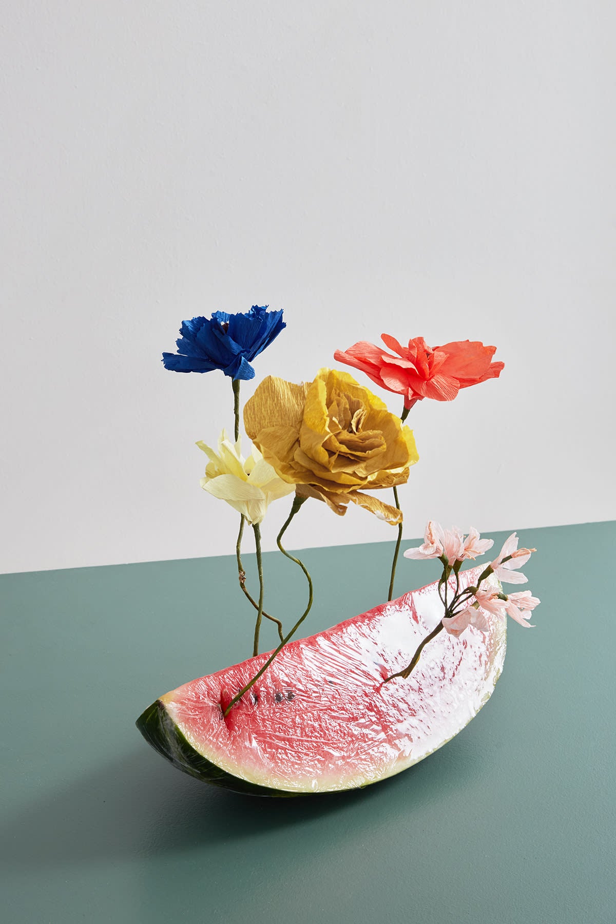 PAPIERBLUMEN, PFINGSTROSE, BLAU