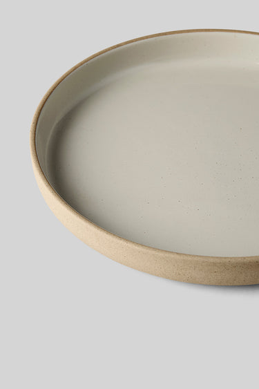 CLAYWARE, SERVING DISH, LARGE, LOW, CLAY SAND, GLAZE LIGHT GRAY