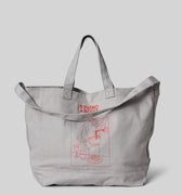 TOTE BAG, GREY/RED