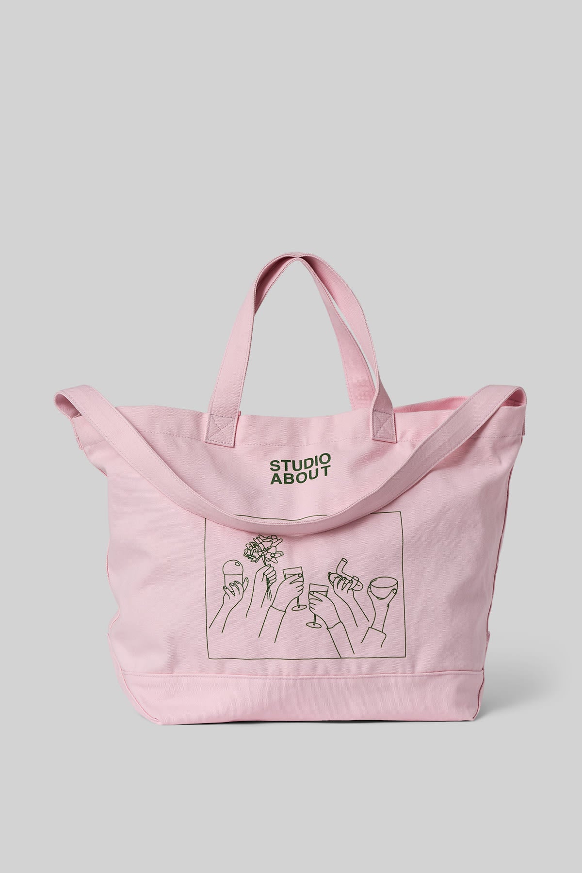 TOTE BAG, ROSE/GREEN