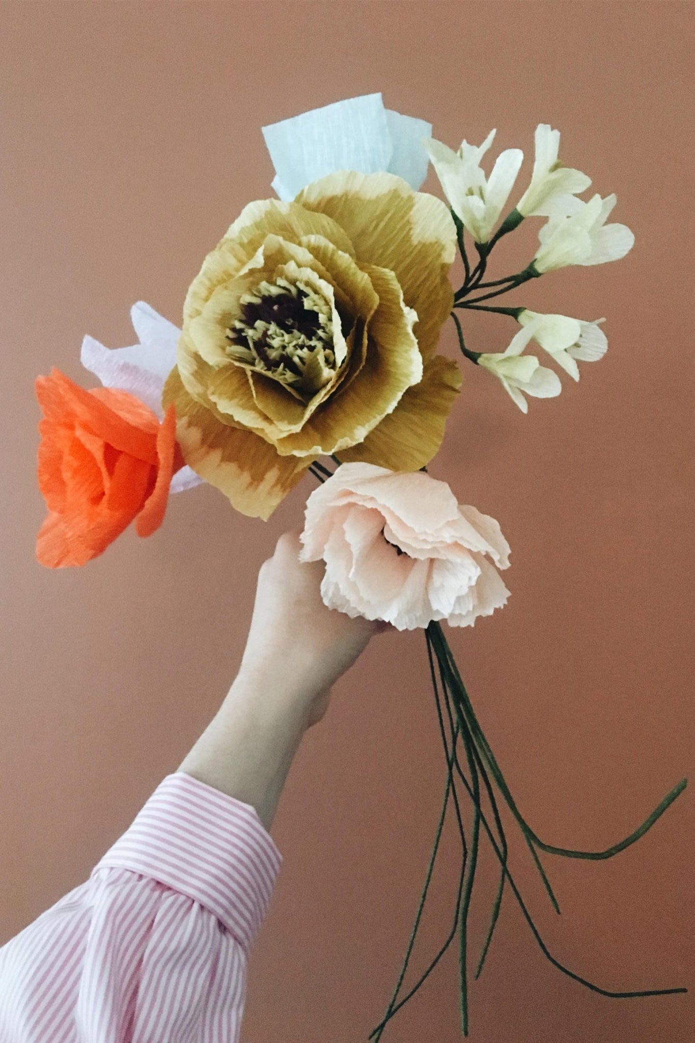 Peony Stems for Bouquet, Paper Flower Bouquet, Paper posey bouquet
